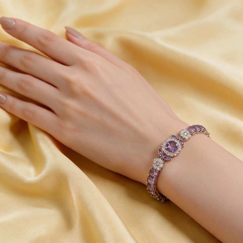 Vintage Style Flowers Copper Bracelet With Zircon Inlay, Unisex Design