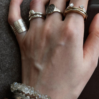 Retro Geometric Copper Rings For Women With Electroplated Gold Plating, Perfect For Business Occasions