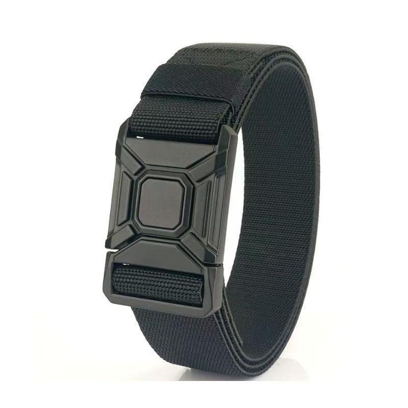 Men's Tactical Snake Pattern Cowboy Style Canvas Belt With Braid Surface Finish And Double Buckle Featuring Plastic Buckle Material
