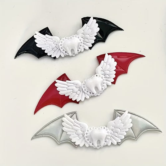 Wings Hairpin In Red Featuring Silica Gel Material, Perfect For Halloween Hair Accessories