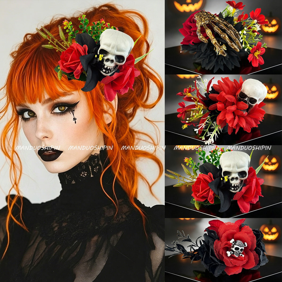 Skull Hair Claws Hairpin For Women Made Of Durable Plastic, Perfect Halloween Accessory