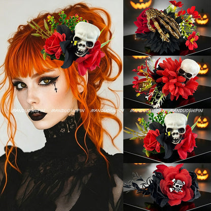 Skull Hair Claws Hairpin For Women Made Of Durable Plastic, Perfect Halloween Accessory