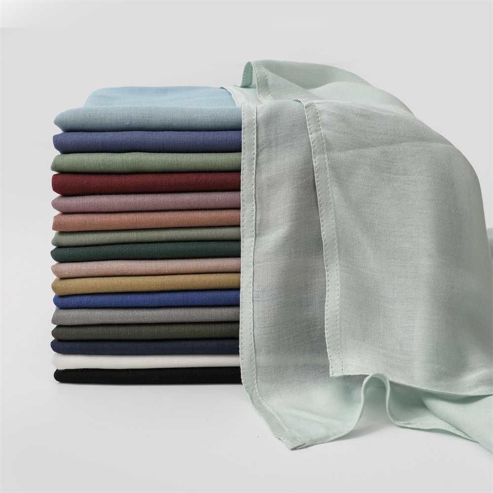 Solid Color Polyester Shawl In Dyed Black, Suitable For All Seasons, Stylish Scarf Accessory