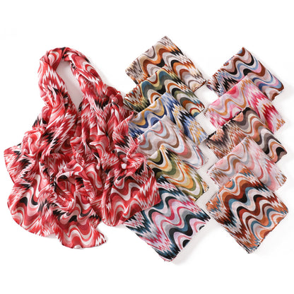 Waves Polyester Shawl Scarf In Ombre, Suitable For All Seasons