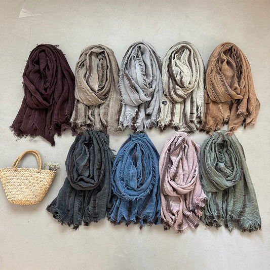 Stripe Simple Style Polyester Scarf For Women In Beige, Ideal For Autumn Wear