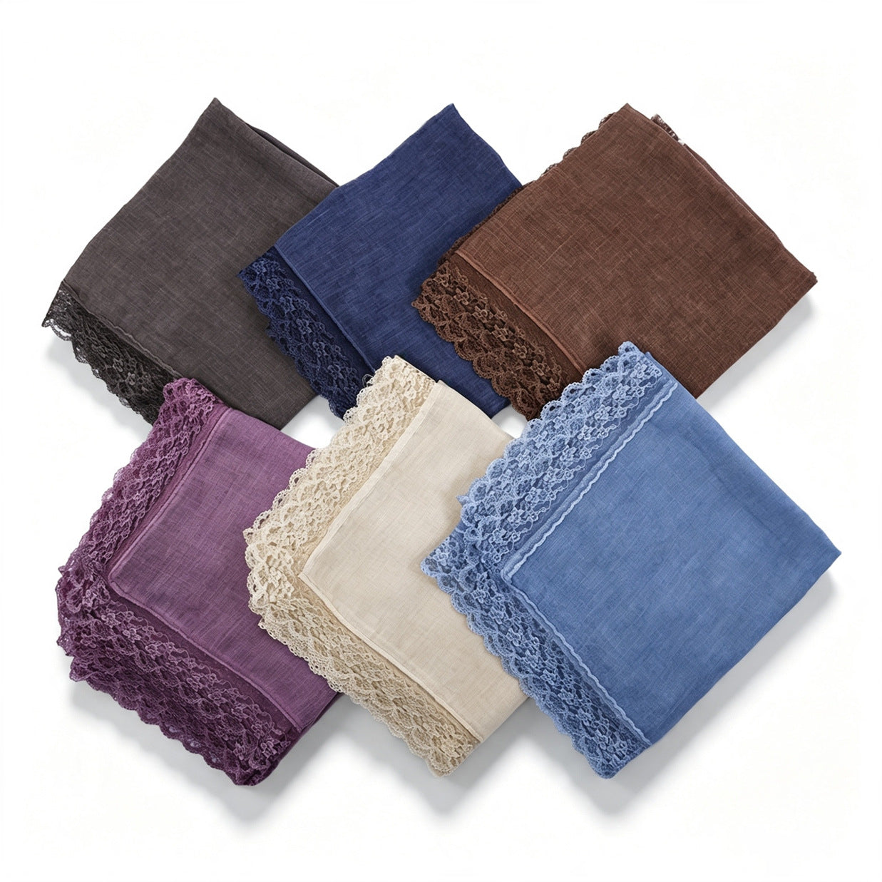 Solid Color Basic Women Hijab Hat In Khaki, Mercerized Cotton Material With Lace Craft