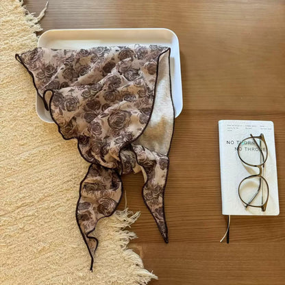 Triangle Scarf Printing Pattern In Brown Rayon, Perfect For Spring & Summer Accessories