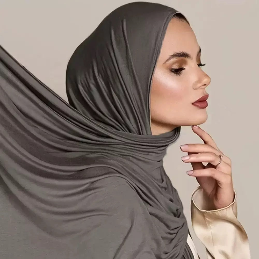 Solid Color Ethnic Style Women's Hijab In White, Mercerized Cotton Material Featuring Braid Craftsmanship