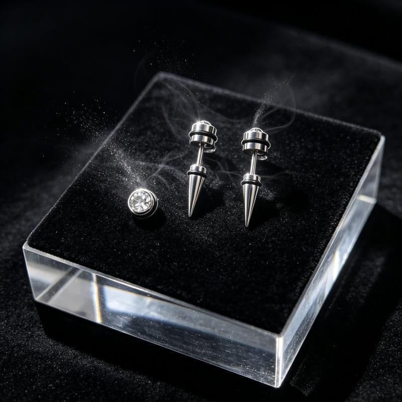 Cross Stud Earrings For Unisex Featuring Hip-Hop Style With 304 Stainless Steel In Steel Color
