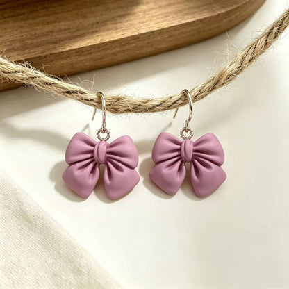 Three-dimensional Lavender Bow Tie Earrings For Unisex Featuring Sweet Style In Alloy Material