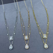 Rose Gold Meijia Double-Layer Water Drop Rock Candy Necklace