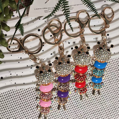 New Year Insect Key Chain With Rhinestones In Zinc Alloy, Stylish Bag Charm Accessory