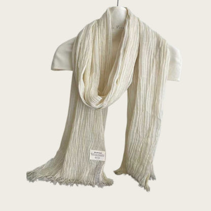 Solid Color White Polyester Scarf For Women, Perfect For Spring Season
