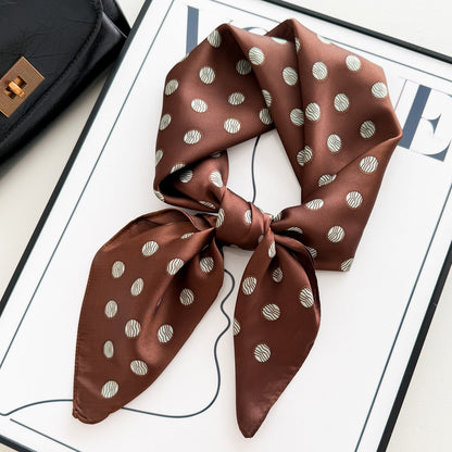 Sweet Style Women's Satin Silk Scarf Featuring Cashew Nuts Pattern In Black & White For Winter