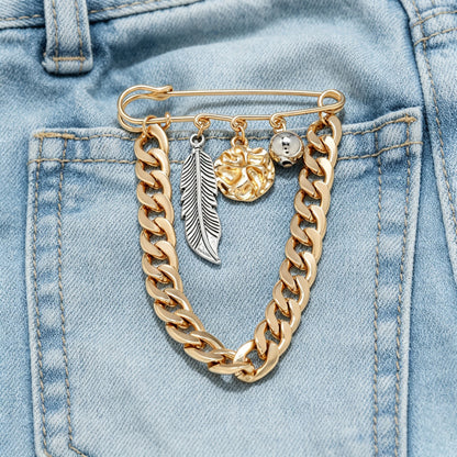 Feather Pin Made Of Alloy With Electroplated Finish, Available In Gold