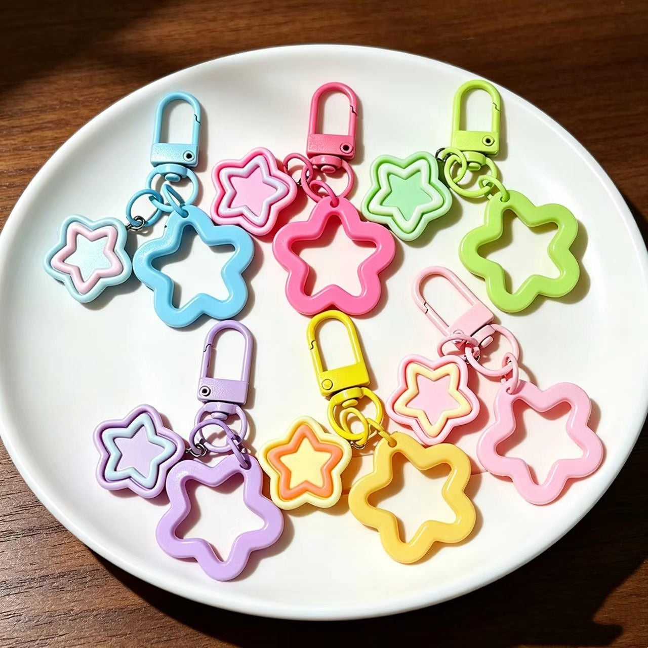Pentagram Bag Charm Key Chain In Colour Featuring Durable Plastic Material