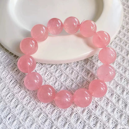 Sweet Geometric Crystal Bracelet For Women With Natural Pink 7-8mm Beaded Pearls
