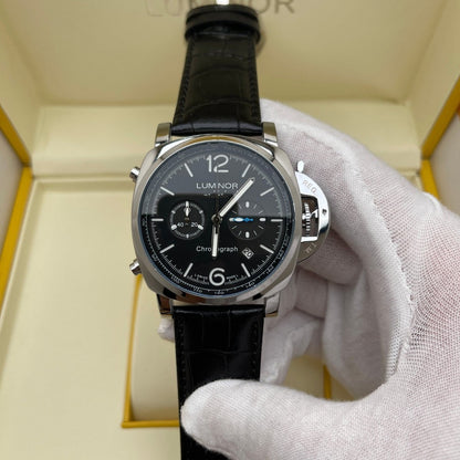 Men's Quartz Watch With Round Dial, Tempered Glass Mirror, Pointer Display, Imitation Leather Strap, And Pin Buckle