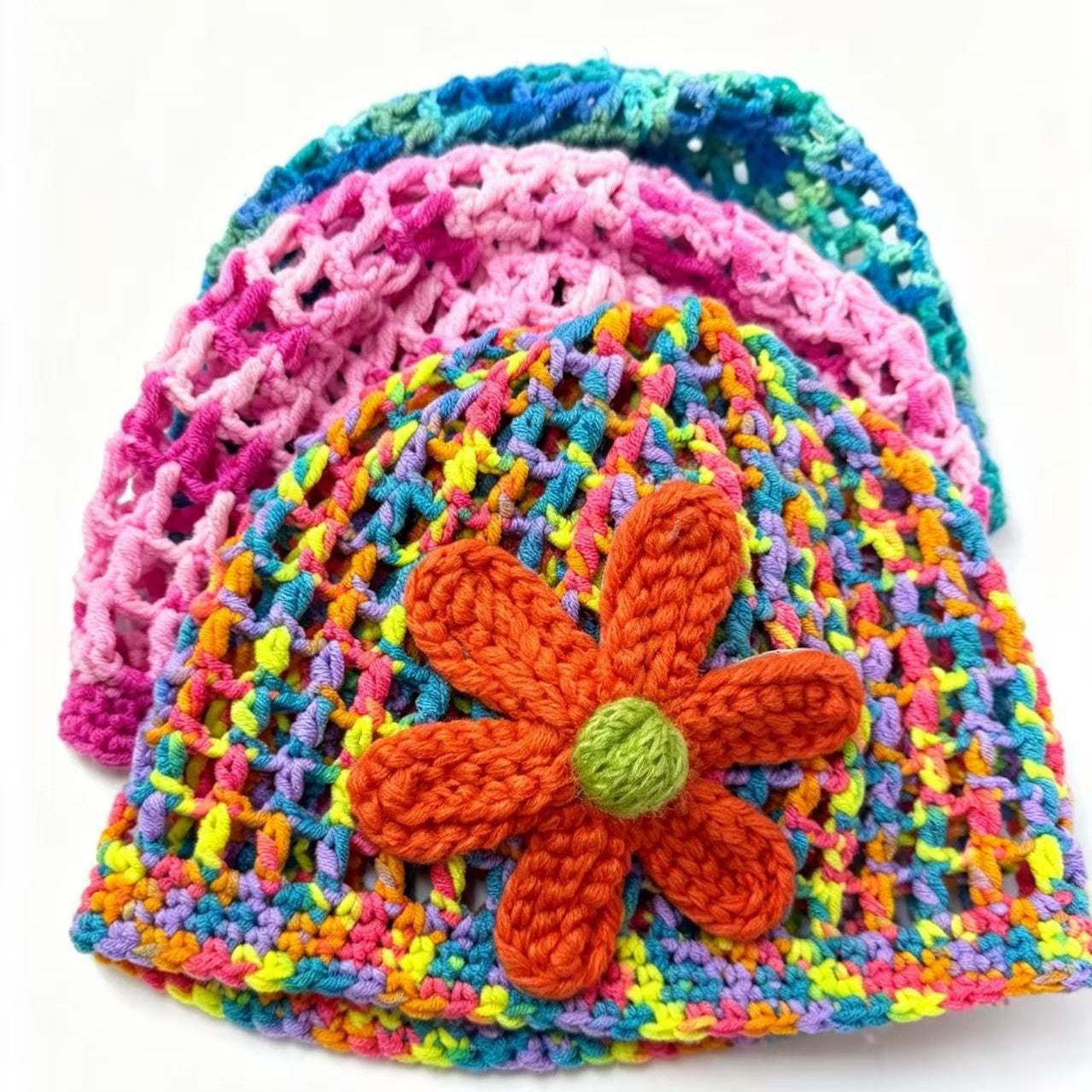 Cute Women’s Breathable Wool Cap With Flowers Pattern, Brimless Design, Made Of Polyester Featuring Hollow Out Craft