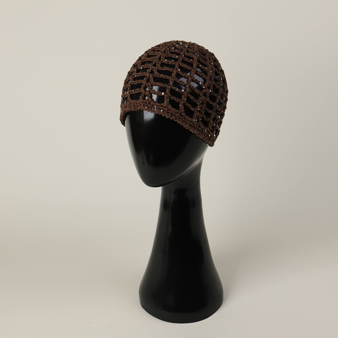 Solid Color Breathable Wool Cap For Women In Simple Style, Brimless Design With Hollow Out Craft, Made Of Polyester