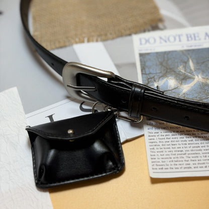 Solid Color Women’s Fashion Belt In PU Leather With Alloy Pin Buckle, Commute Style