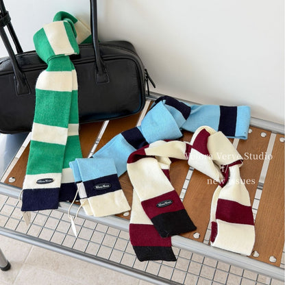 Women’s Plush Stripe Scarf In Multicolor, Perfect For Winter