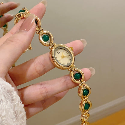 Women's Oval Dial Quartz Watch With Alloy Strap Featuring Ordinary Glass Mirror And Pointer Display