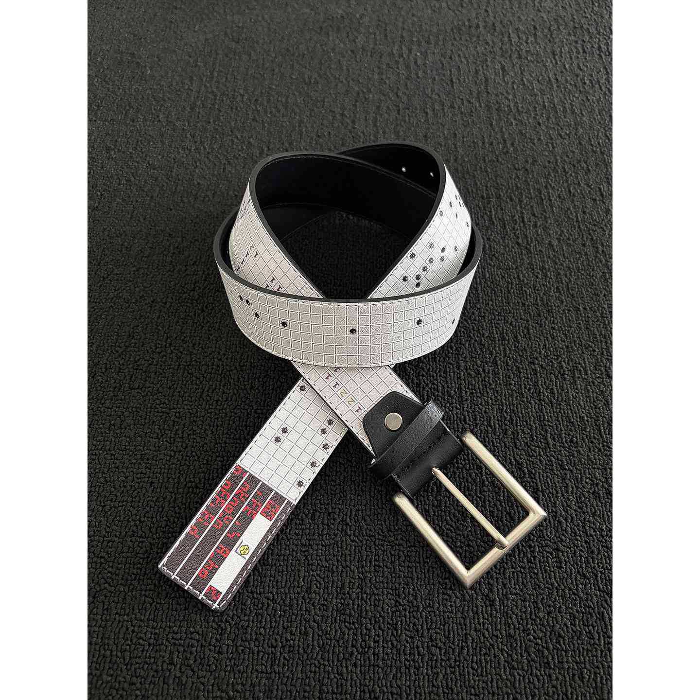 Men's Punk Style Belt With Zinc Alloy Pin Buckle Featuring Printing Surface Finish
