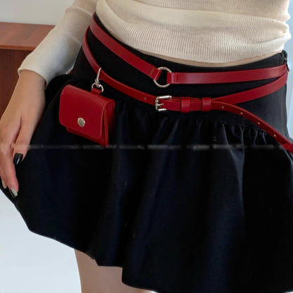 Women’s Square Belt With Pin Buckle Featuring Pu Leather Buckle Material In Alloy