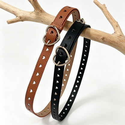 Women’s Heart Shape Belt In PU Leather With Alloy Pin Buckle, Stylish And Trendy Accessory