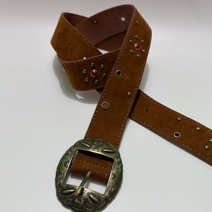 Vintage Style Solid Color Women’s Belt In Suede PU Leather With Alloy Pin Buckle