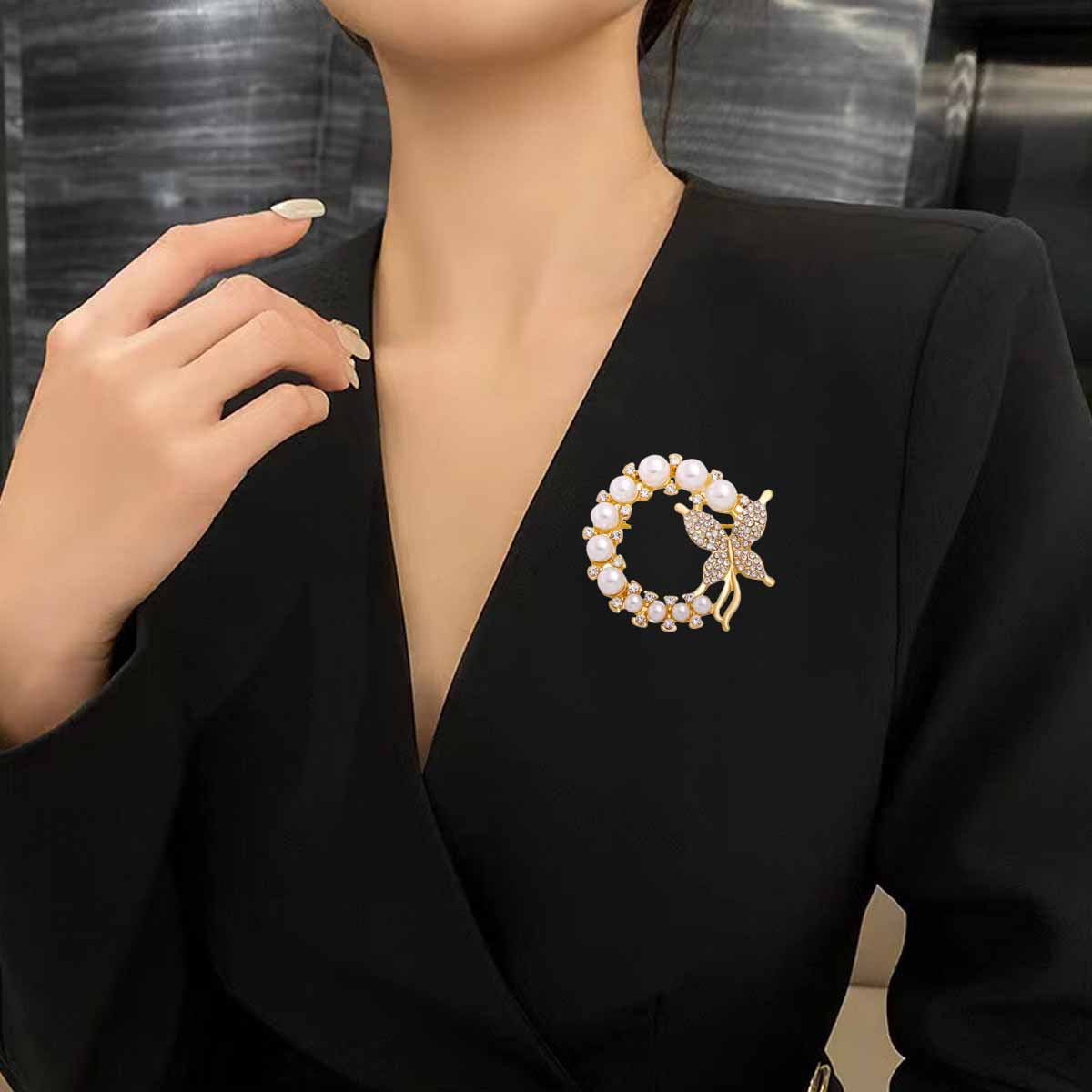 Butterfly Pin In Gold Alloy Featuring Electroplated Craftsmanship