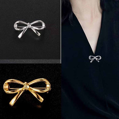 Gold Alloy Bow Tie Pin With Electroplated Finish