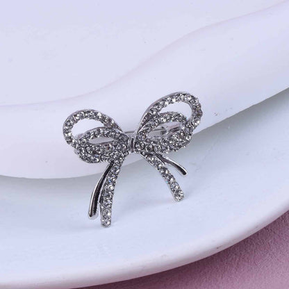 Gold Zinc Alloy Bow Tie Pin With Rhinestones Featuring Elegant Craftsmanship