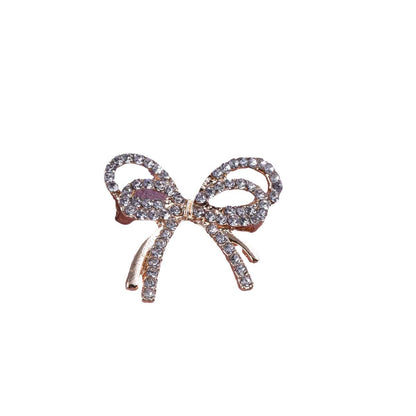 Gold Zinc Alloy Bow Tie Pin With Rhinestones Featuring Elegant Craftsmanship