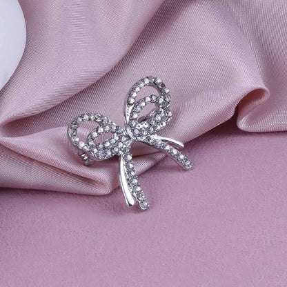 Gold Zinc Alloy Bow Tie Pin With Rhinestones Featuring Elegant Craftsmanship