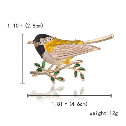 Bird Pin In Zinc Alloy With Rhinestones, Electroplated Finish, Available In Purple