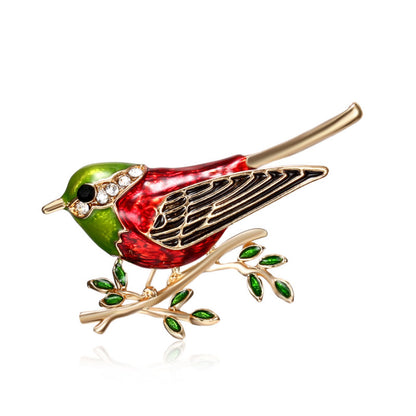 Bird Pin In Zinc Alloy With Rhinestones, Electroplated Finish, Available In Purple