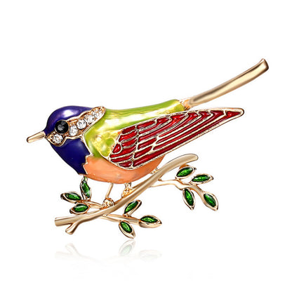 Bird Pin In Zinc Alloy With Rhinestones, Electroplated Finish, Available In Purple