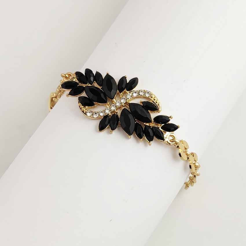 S Shape Red Zinc Alloy Bracelet With Rhinestones, Electroplated Finish And Resin Pendant For Women