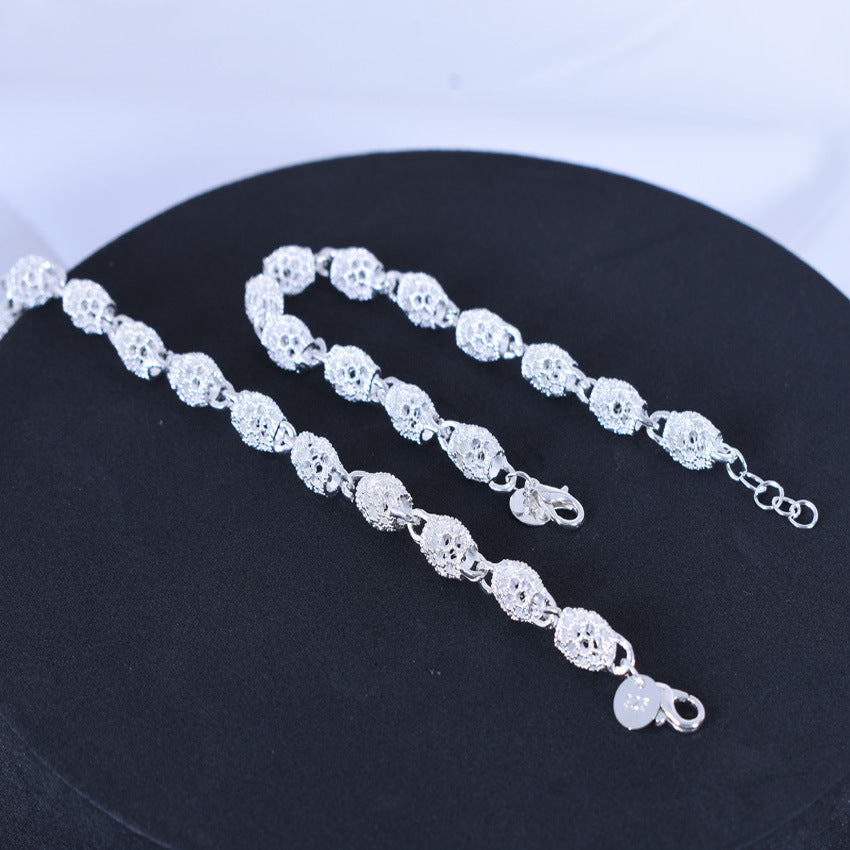 Flowers Bracelet For Unisex, Silver Plated Zinc Alloy With Electroplated Gold Finish