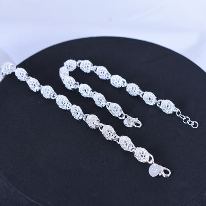 Flowers Bracelet For Unisex, Silver Plated Zinc Alloy With Electroplated Gold Finish