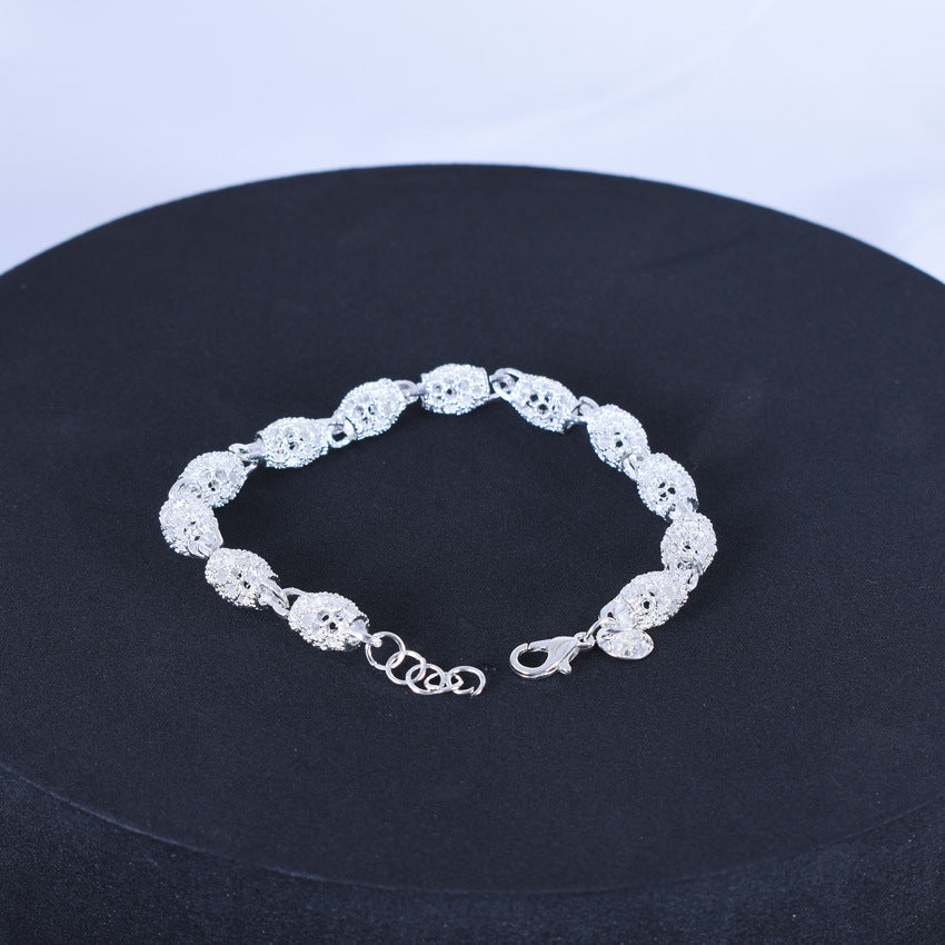 Flowers Bracelet For Unisex, Silver Plated Zinc Alloy With Electroplated Gold Finish