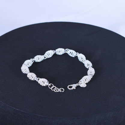 Flowers Bracelet For Unisex, Silver Plated Zinc Alloy With Electroplated Gold Finish