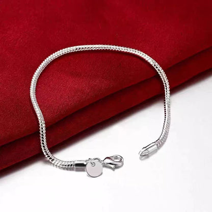 Silver Snake Pattern Alloy Bracelet With Electroplated Silver Plated Finish, Stylish Bangle