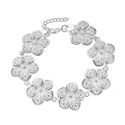 Exaggerated Flowers Gold Alloy Bracelet For Women With Electroplated Finish, Stylish Bangle Accessory