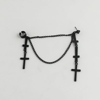 Punk Dyed Black Tassel Earrings For Women Featuring Electroplated Alloy Craft
