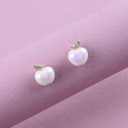 Apple Sweet Style White Alloy Earrings For Unisex, Elegant And Stylish Accessory