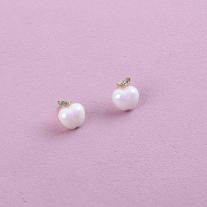 Apple Sweet Style White Alloy Earrings For Unisex, Elegant And Stylish Accessory