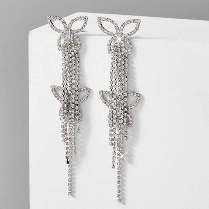 Exaggerated Butterfly Earrings For Unisex, Zinc Alloy With Electroplated Finish, 304 Stainless Steel Ear Pins Featuring Tassel Design